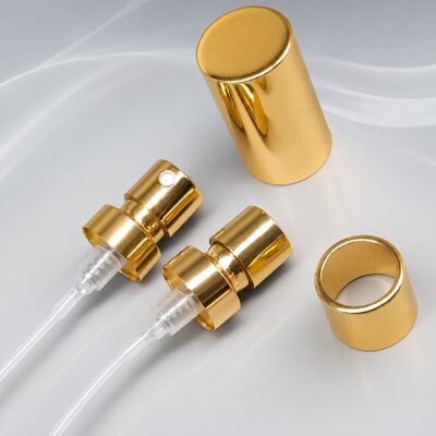 Pompa per profumi di lusso in alluminio con tappo decorativo in oro da 21 mm per imballaggi di profumi premium